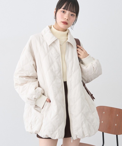 earth music&ecology（アースミュージックアンドエコロジー）の「【WEB限定】ダブルステッチキルティングコート（ブルゾン・レディース・アイボリー/ブラック/ベージュ/ブラウン・FREE）」の2枚目の写真