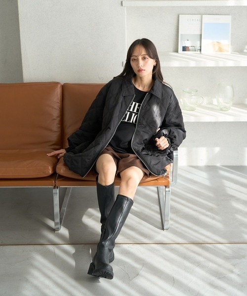 earth music&ecology（アースミュージックアンドエコロジー）の「【WEB限定】ダブルステッチキルティングコート（ブルゾン・レディース・アイボリー/ブラック/ベージュ/ブラウン・FREE）」の10枚目の写真