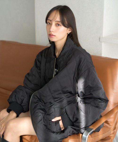 earth music&ecology（アースミュージックアンドエコロジー）の「【WEB限定】ダブルステッチキルティングコート（ブルゾン・レディース・アイボリー/ブラック/ベージュ/ブラウン・FREE）」の12枚目の写真