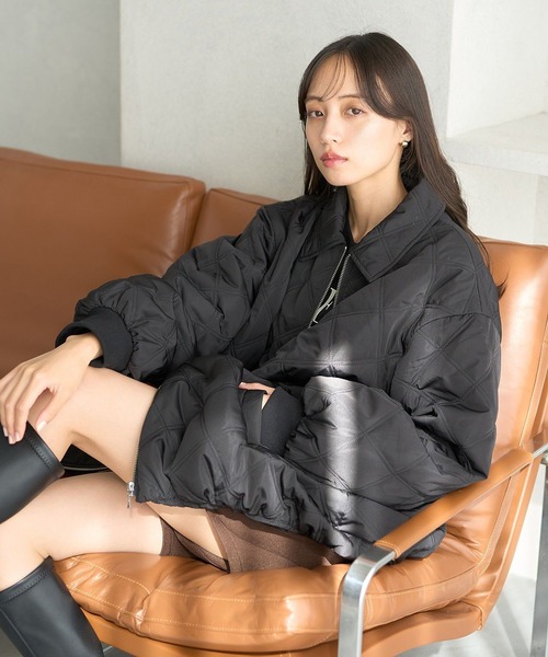 earth music&ecology（アースミュージックアンドエコロジー）の「【WEB限定】ダブルステッチキルティングコート（ブルゾン・レディース・アイボリー/ブラック/ベージュ/ブラウン・FREE）」の13枚目の写真