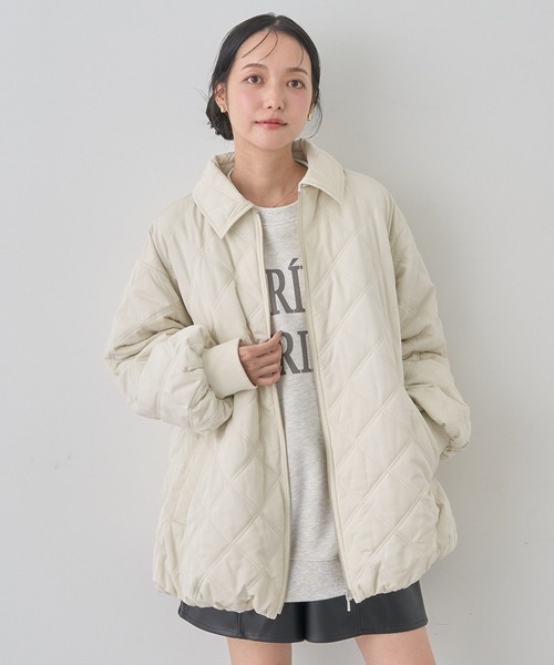 earth music&ecology（アースミュージックアンドエコロジー）の「【WEB限定】ダブルステッチキルティングコート（ブルゾン・レディース・アイボリー/ブラック/ベージュ/ブラウン・FREE）」の14枚目の写真