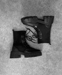 LVEU.（ラブユ.）の「【LVEU.】プラットフォームソックスブーツ / シューズ 靴 くつ ブーツ プラットフォーム レースアップ ミドル ソックスブーツ ニットブーツ ワーク カジュアル 23cm 23.5cm 24cm 24.5cm ブラック（ブーツ）」