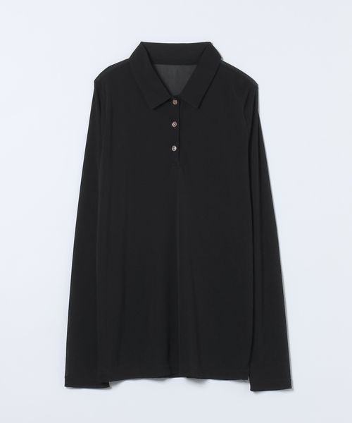 JEANASIS（ジーナシス）の「チュールシアーポロLS/600232（ポロシャツ・レディース・ブラック/ブルー系その他/ボルドー・FREE）」の2枚目の写真