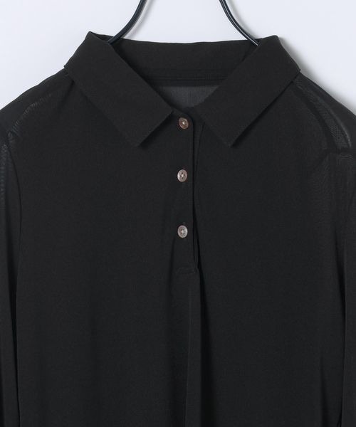 JEANASIS（ジーナシス）の「チュールシアーポロLS/600232（ポロシャツ・レディース・ブラック/ブルー系その他/ボルドー・FREE）」の5枚目の写真