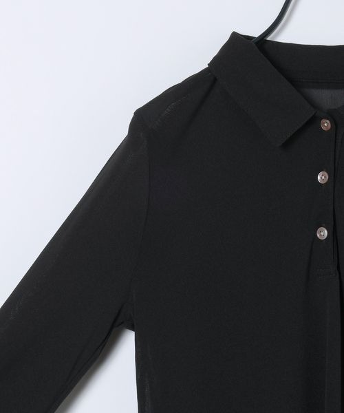 JEANASIS（ジーナシス）の「チュールシアーポロLS/600232（ポロシャツ・レディース・ブラック/ブルー系その他/ボルドー・FREE）」の6枚目の写真