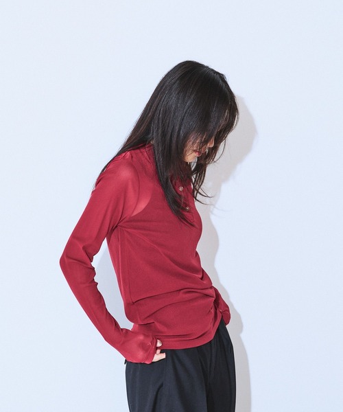 JEANASIS（ジーナシス）の「チュールシアーポロLS/600232（ポロシャツ・レディース・ブラック/ブルー系その他/ボルドー・FREE）」の14枚目の写真