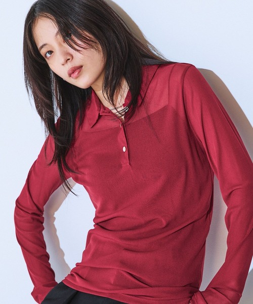 JEANASIS（ジーナシス）の「チュールシアーポロLS/600232（ポロシャツ・レディース・ブラック/ブルー系その他/ボルドー・FREE）」の15枚目の写真