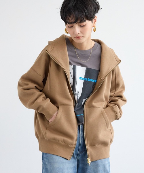 BARNYARDSTORM(バンヤードストーム)の「BARNYARDSTORM / スタンドカラーフーディー/ マシンウォッシャブル(パーカー・レディース・キャメル/チャコール・FREE)」の9枚目の写真