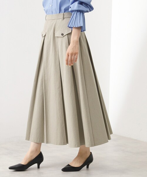 THE SHOP TK (ザ ショップ ティーケー )の「フラップタックスカート【洗える】(スカート・レディース・カーキ/ナチュラル/スミクロ・12/13)」の3枚目の写真