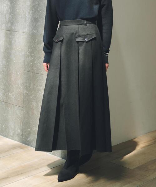 THE SHOP TK (ザ ショップ ティーケー )の「フラップタックスカート【洗える】(スカート・レディース・カーキ/ナチュラル/スミクロ・12/13)」の2枚目の写真