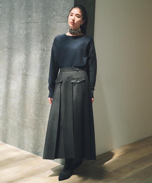 THE SHOP TK (ザ ショップ ティーケー )の「フラップタックスカート【洗える】(スカート・レディース・カーキ/ナチュラル/スミクロ・12/13)」の4枚目の写真