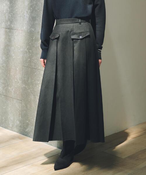 THE SHOP TK (ザ ショップ ティーケー )の「フラップタックスカート【洗える】(スカート・レディース・カーキ/ナチュラル/スミクロ・12/13)」の5枚目の写真