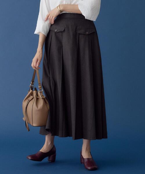 THE SHOP TK (ザ ショップ ティーケー )の「フラップタックスカート【洗える】(スカート・レディース・カーキ/ナチュラル/スミクロ・12/13)」の7枚目の写真