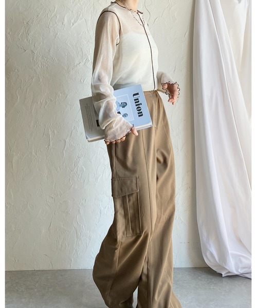 She's Closet(シーズクローゼット)の「配色バイカラー長袖シースルーラメシアートップス(Tシャツ/カットソー・レディース・アイボリー/ブラック/チャコールグレー/ブラウン・FREE)」の21枚目の写真