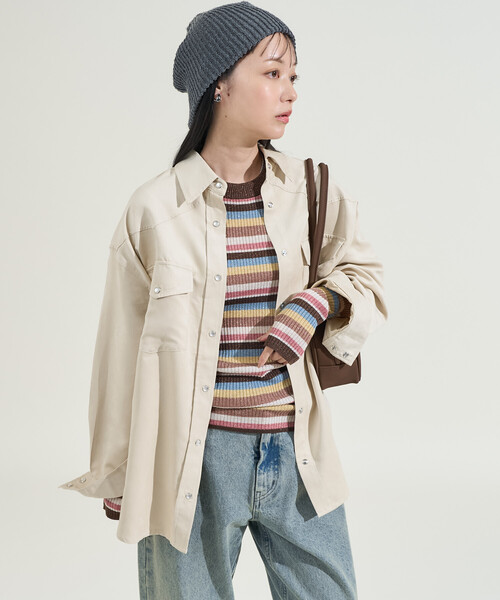 FREAK'S STORE(フリークスストア)の「レザレット スウェーディシャツ(シャツ/ブラウス・レディース・ナチュラル/キャメル・フリ-)」の1枚目の写真