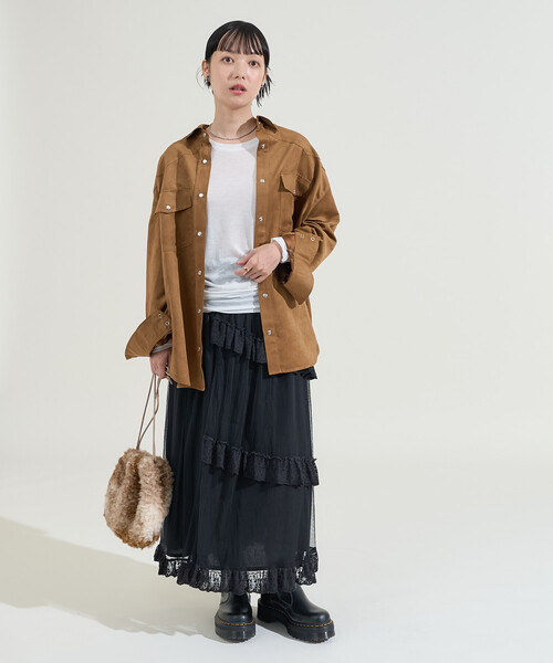 FREAK'S STORE(フリークスストア)の「レザレット スウェーディシャツ(シャツ/ブラウス・レディース・ナチュラル/キャメル・フリ-)」の22枚目の写真