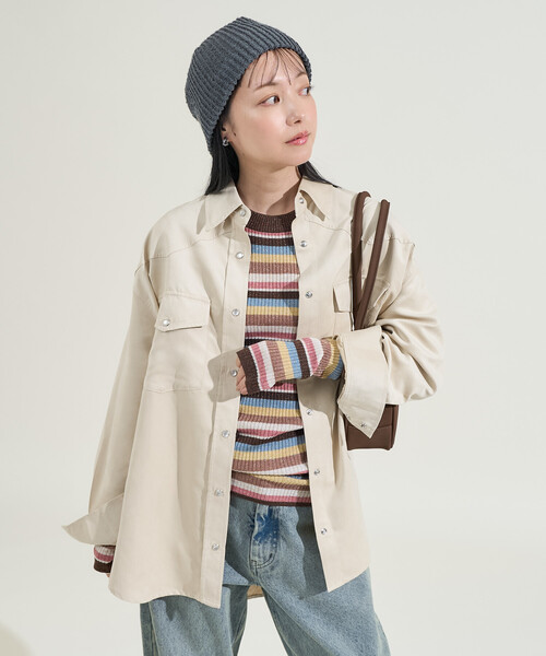 FREAK'S STORE(フリークスストア)の「レザレット スウェーディシャツ(シャツ/ブラウス・レディース・ナチュラル/キャメル・フリ-)」の11枚目の写真