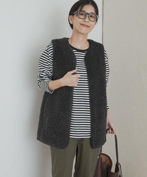 アルページュストーリー□リバーシブルボアベスト マイストラーダ