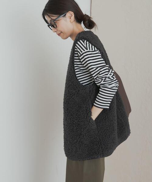 アルページュストーリー□リバーシブルボアベスト マイストラーダ