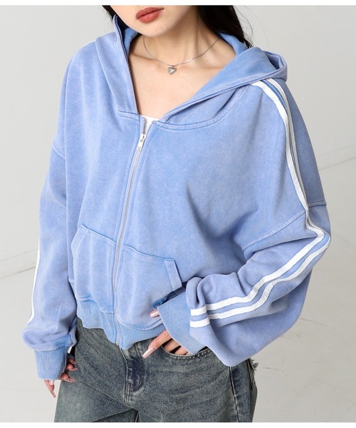 ウォッシュ 加工 ライン スウェット ジップ パーカー（パーカー