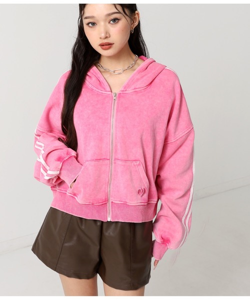 ウォッシュ 加工 ライン スウェット ジップ パーカー（パーカー