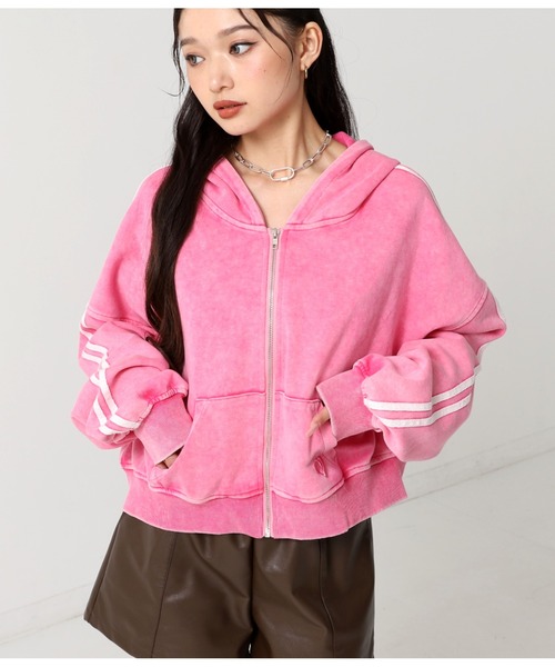 ウォッシュ 加工 ライン スウェット ジップ パーカー（パーカー