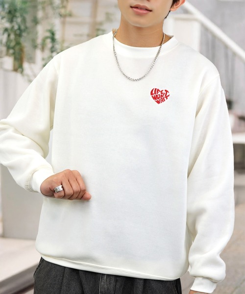 セール】ワンポイント スウェット 長袖 トレーナー（スウェット）｜L