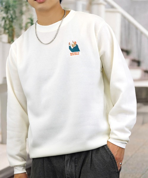 セール】ワンポイント スウェット 長袖 トレーナー（スウェット）｜L