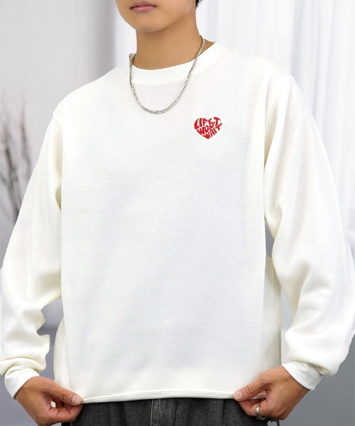 セール】ワンポイント スウェット 長袖 トレーナー（スウェット）｜L