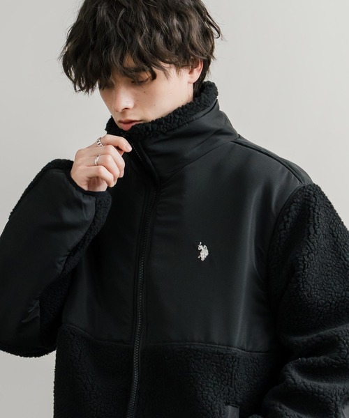 U.S. POLO ASSN.（ユーエスポロアッスン）の「U.S. POLO ASSN. ユーエスポロアッスン BOA JACKET オーバーサイズワンポイントロゴ刺繍ボアジャケット（ブルゾン・メンズ・アイボリー/カーキ/ブラック/ネイビー・M/L/LL）」の10枚目の写真