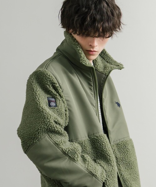 U.S. POLO ASSN.（ユーエスポロアッスン）の「U.S. POLO ASSN. ユーエスポロアッスン BOA JACKET オーバーサイズワンポイントロゴ刺繍ボアジャケット（ブルゾン・メンズ・アイボリー/カーキ/ブラック/ネイビー・M/L/LL）」の16枚目の写真