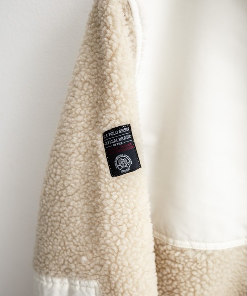 U.S. POLO ASSN.（ユーエスポロアッスン）の「U.S. POLO ASSN. ユーエスポロアッスン BOA JACKET オーバーサイズワンポイントロゴ刺繍ボアジャケット（ブルゾン・メンズ・アイボリー/カーキ/ブラック/ネイビー・M/L/LL）」の8枚目の写真