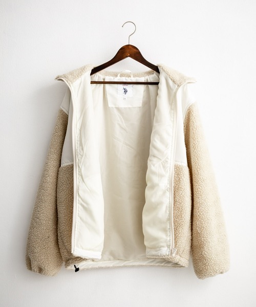 U.S. POLO ASSN.（ユーエスポロアッスン）の「U.S. POLO ASSN. ユーエスポロアッスン BOA JACKET オーバーサイズワンポイントロゴ刺繍ボアジャケット（ブルゾン・メンズ・アイボリー/カーキ/ブラック/ネイビー・M/L/LL）」の15枚目の写真