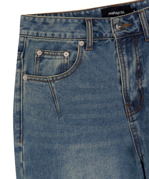 MAHAGRID(マハグリッド)の「『mahagrid/マハグリッド』WASHED DART DENIM PT/ウォッシュドダートデニムパンツ(デニムパンツ・メンズ・ブルー/ブラック・S/M)」の13枚目の写真