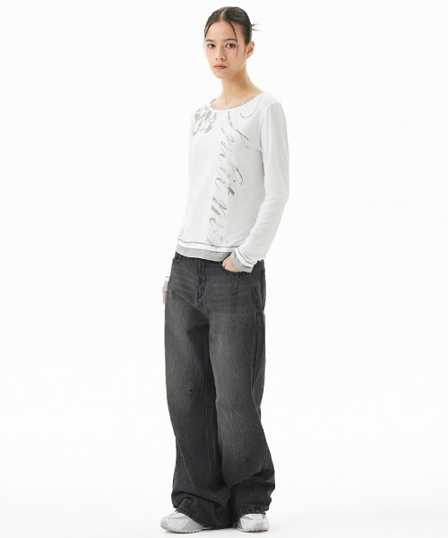 MAHAGRID(マハグリッド)の「『mahagrid/マハグリッド』WASHED DART DENIM PT/ウォッシュドダートデニムパンツ(デニムパンツ・メンズ・ブルー/ブラック・S/M)」の7枚目の写真