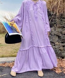 薄紫 フリル付きワンピース EAST BOY 薄紫 フリル付きワンピース - メルカリ