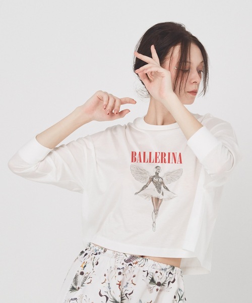 bedsidedrama（ベットサイドドラマ）の「NEO BALLERINA  Wide L/S Tee（Tシャツ/カットソー・レディース・ホワイト/ブラック・1/2）」の2枚目の写真