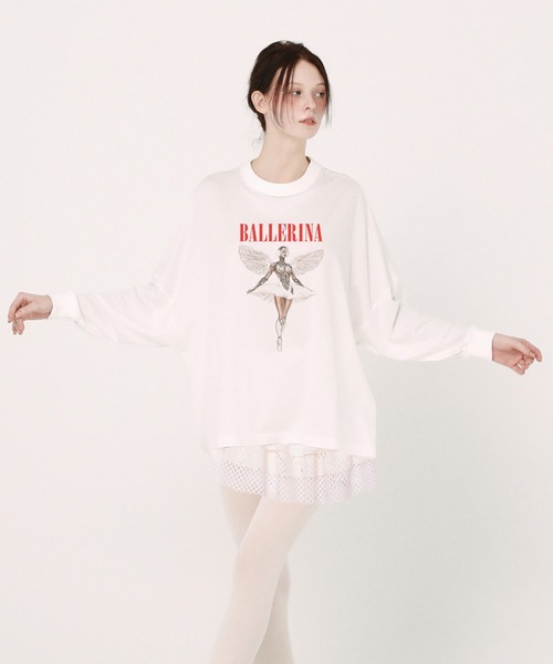 bedsidedrama（ベットサイドドラマ）の「NEO BALLERINA  Wide L/S Tee（Tシャツ/カットソー・レディース・ホワイト/ブラック・1/2）」の3枚目の写真