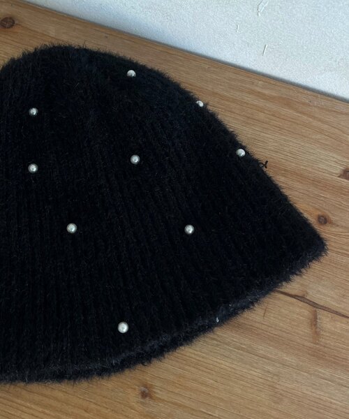 prose verse(プロズヴェール)の「【SAPON】ふわふわパールニットビーニー(キャップ・レディース・ブラック/オフホワイト・FREE)」の5枚目の写真