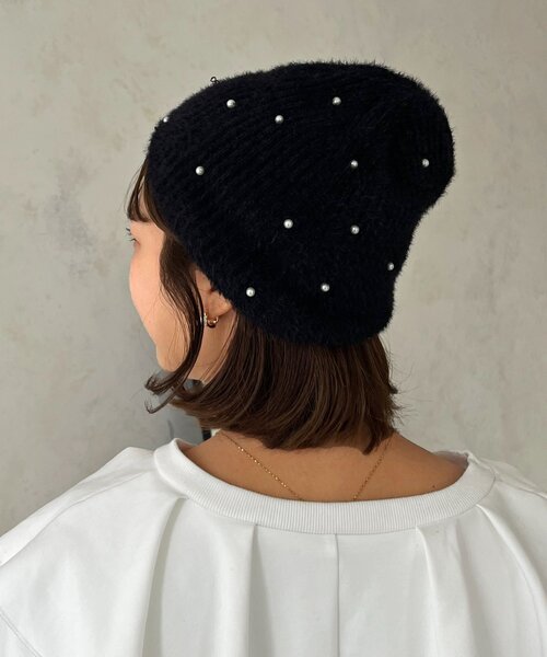 prose verse(プロズヴェール)の「【SAPON】ふわふわパールニットビーニー(キャップ・レディース・ブラック/オフホワイト・FREE)」の7枚目の写真