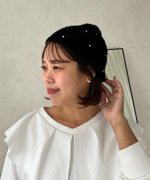prose verse(プロズヴェール)の「【SAPON】ふわふわパールニットビーニー(キャップ・レディース・ブラック/オフホワイト・FREE)」の8枚目の写真