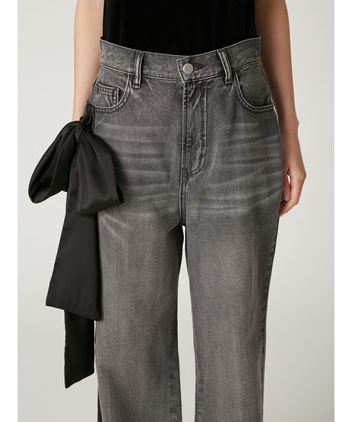 セール】リボンモチーフストレートワイドデニム（デニムパンツ）｜FRAY