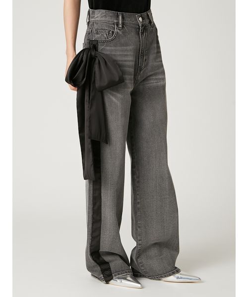 セール】リボンモチーフストレートワイドデニム（デニムパンツ）｜FRAY