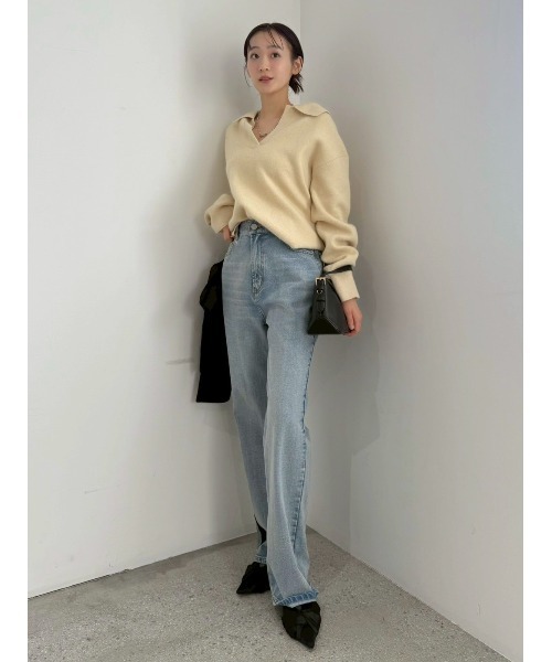 セール】リボンモチーフストレートワイドデニム（デニムパンツ）｜FRAY