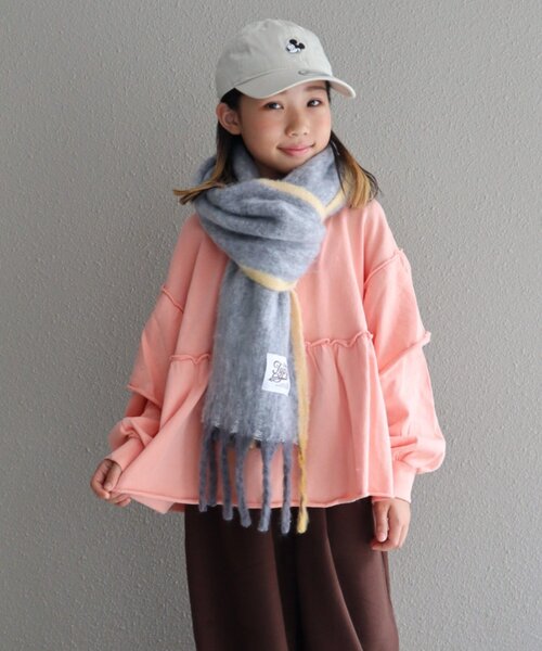 CIAOPANIC TYPY（チャオパニックティピー）の「【KIDS】静電気防止洗える太フリンジマフラー(OSORO)（マフラー・キッズ・グレー/オフホワイト/レッド/ブルー・ONE SIZE）」の9枚目の写真