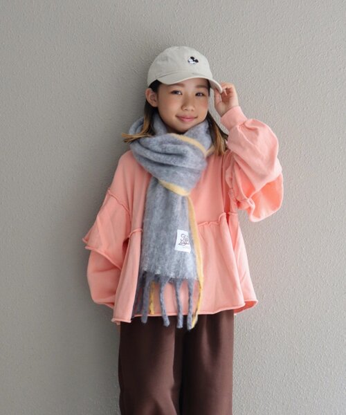 CIAOPANIC TYPY（チャオパニックティピー）の「【KIDS】静電気防止洗える太フリンジマフラー(OSORO)（マフラー・キッズ・グレー/オフホワイト/レッド/ブルー・ONE SIZE）」の10枚目の写真
