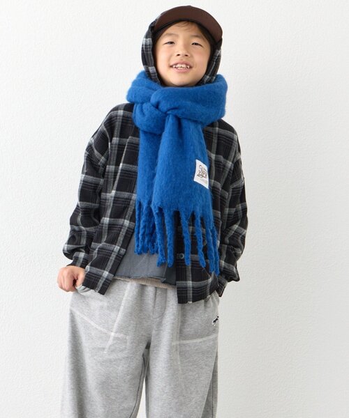 CIAOPANIC TYPY（チャオパニックティピー）の「【KIDS】静電気防止洗える太フリンジマフラー(OSORO)（マフラー・キッズ・グレー/オフホワイト/レッド/ブルー・ONE SIZE）」の12枚目の写真