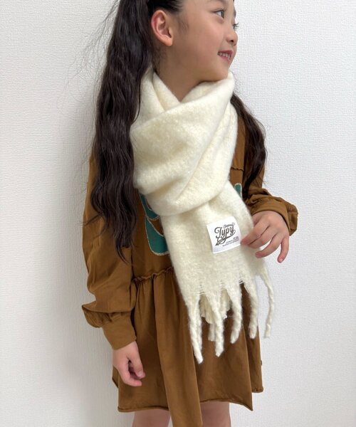 CIAOPANIC TYPY（チャオパニックティピー）の「【KIDS】静電気防止洗える太フリンジマフラー(OSORO)（マフラー・キッズ・グレー/オフホワイト/レッド/ブルー・ONE SIZE）」の18枚目の写真