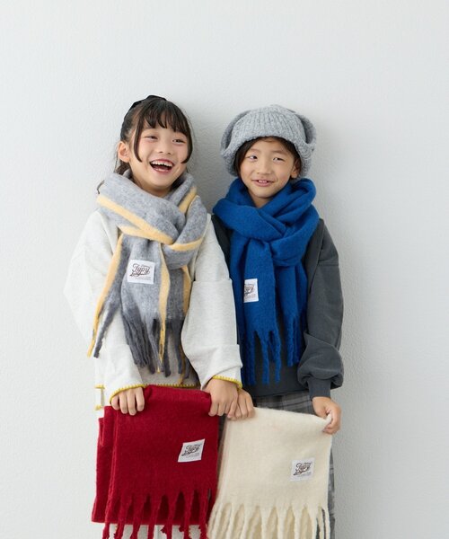 CIAOPANIC TYPY（チャオパニックティピー）の「【KIDS】静電気防止洗える太フリンジマフラー(OSORO)（マフラー・キッズ・グレー/オフホワイト/レッド/ブルー・ONE SIZE）」の22枚目の写真
