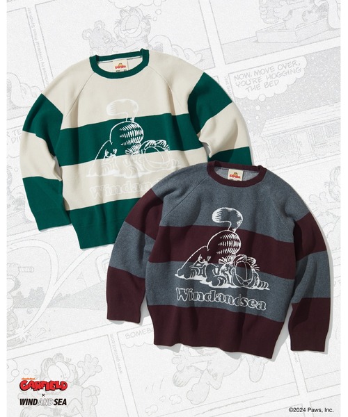 セール】GARFIELD x WDS BORDER CREW KNIT（ニット/セーター）｜WIND